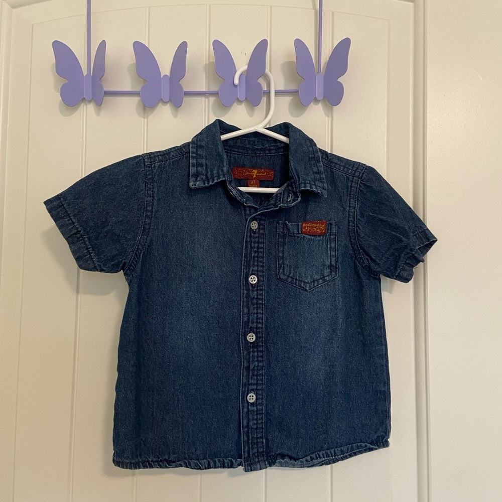 Vintage Seven for All Mankind toddler unisex denim button down shirt — 2T